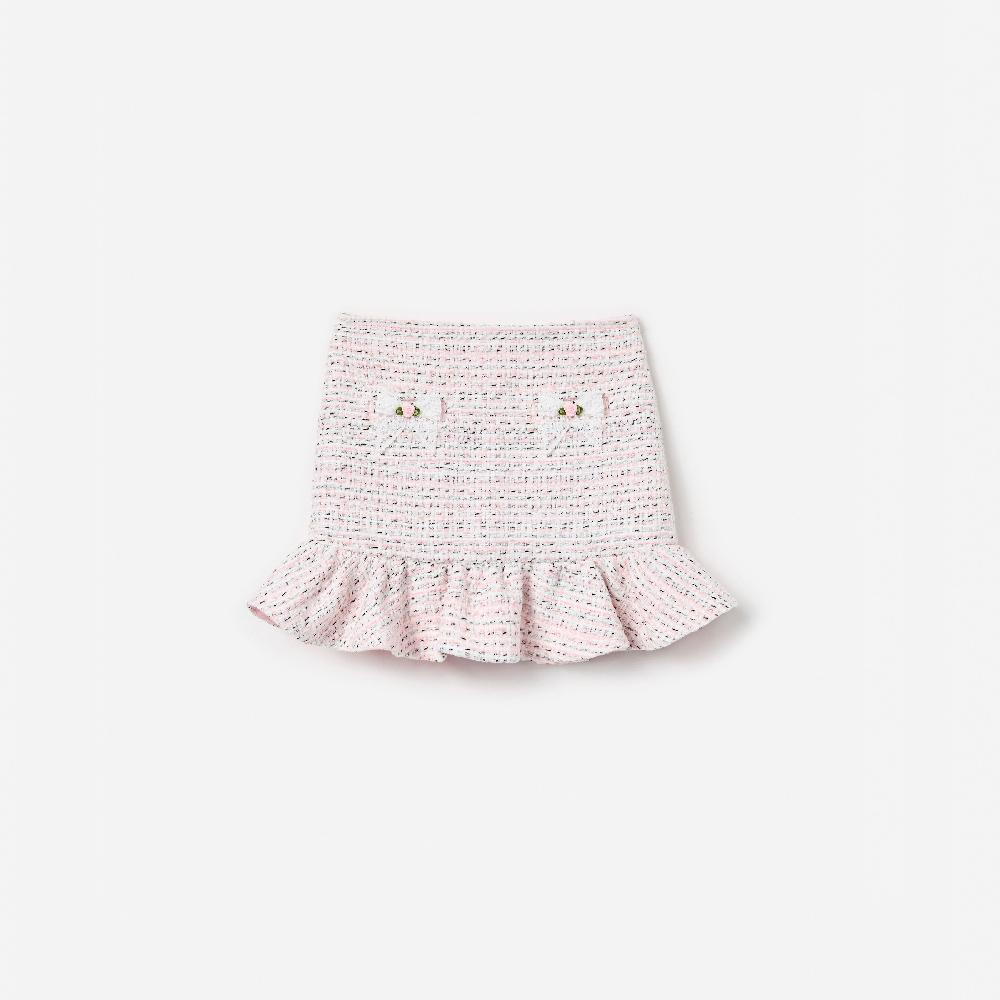 self portrait Pink Boucle Lace Bow Skirt KIDS