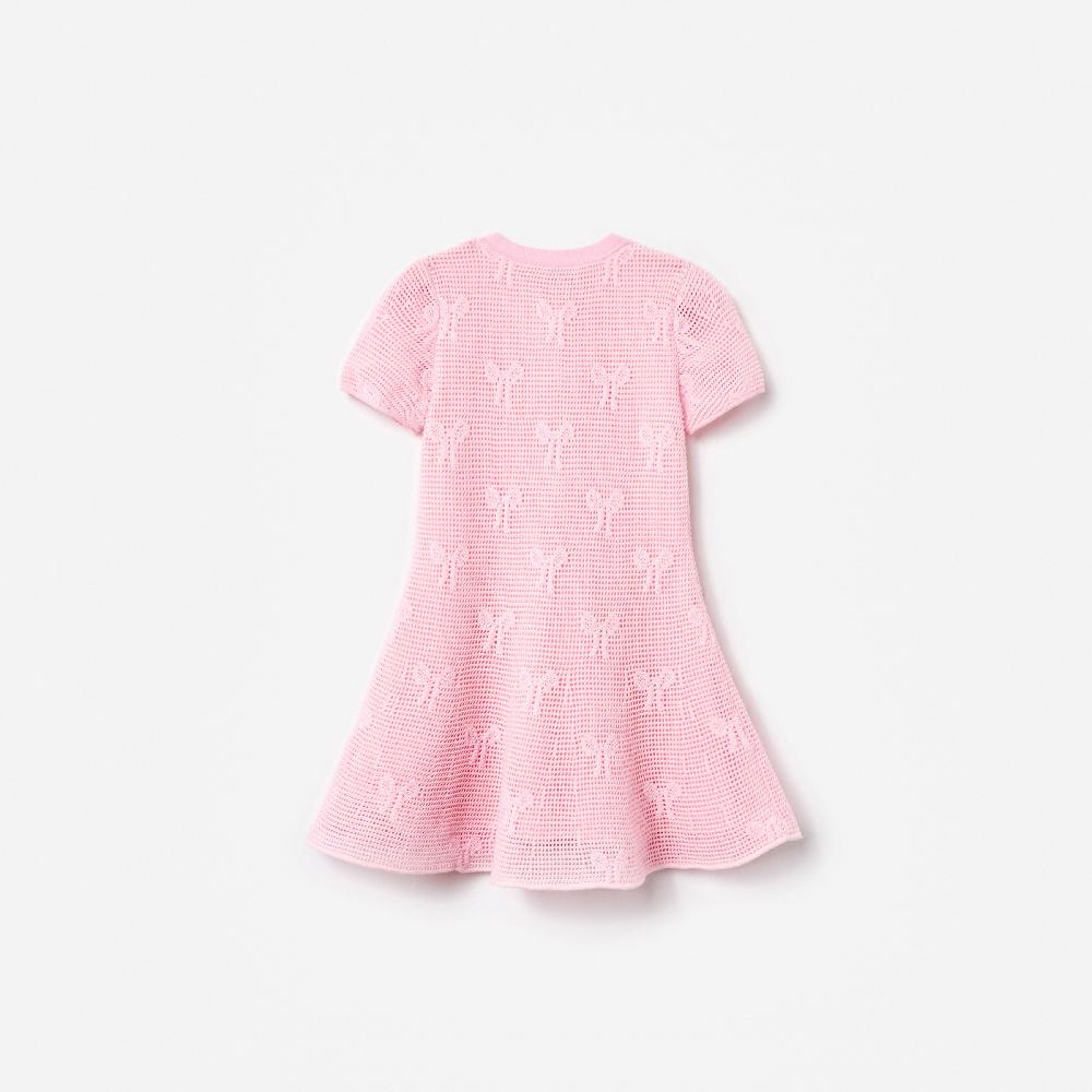 Self Portrait Pink Bow Crochet Knit Dress KIDS