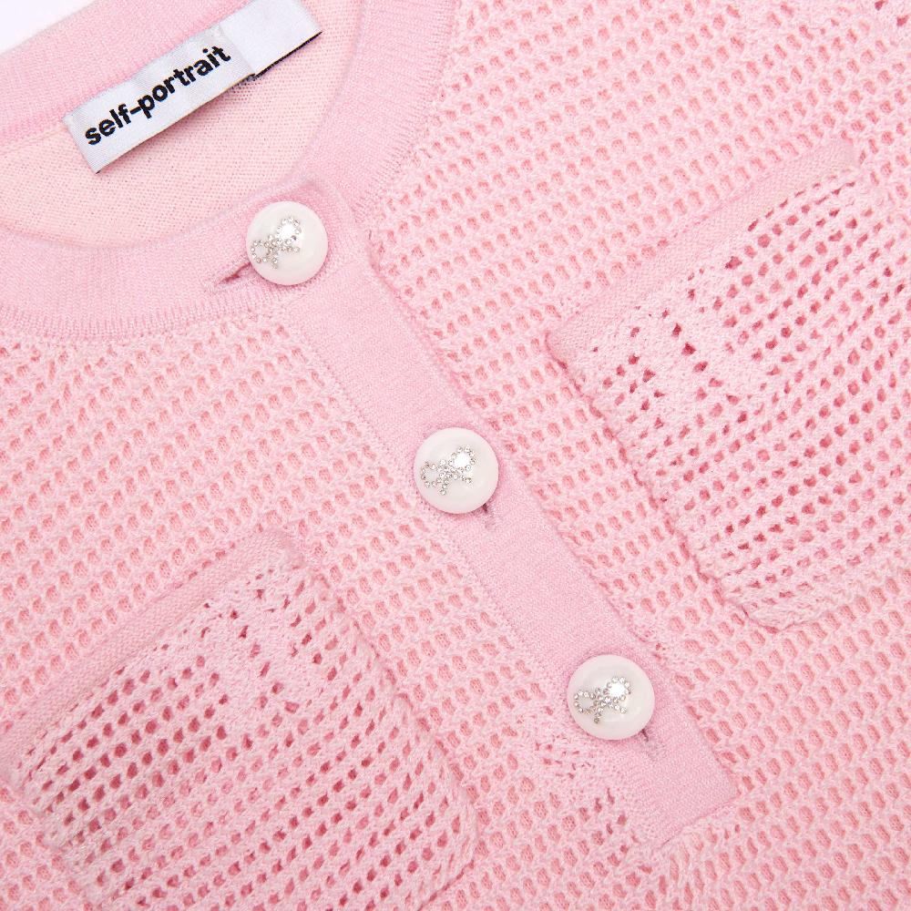 Self Portrait Pink Bow Crochet Knit Dress KIDS