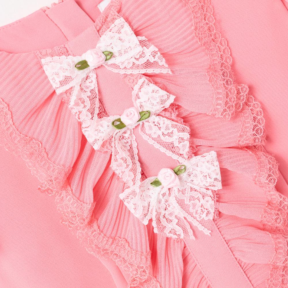 Self Portrait Pink Chiffon Lace Trim Dress KIDS