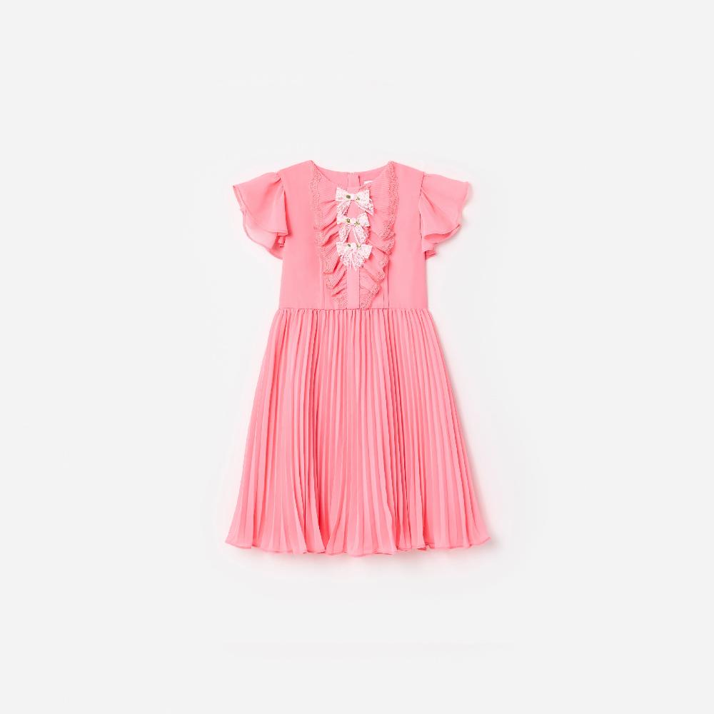 self portrait Pink Chiffon Lace Trim Dress KIDS