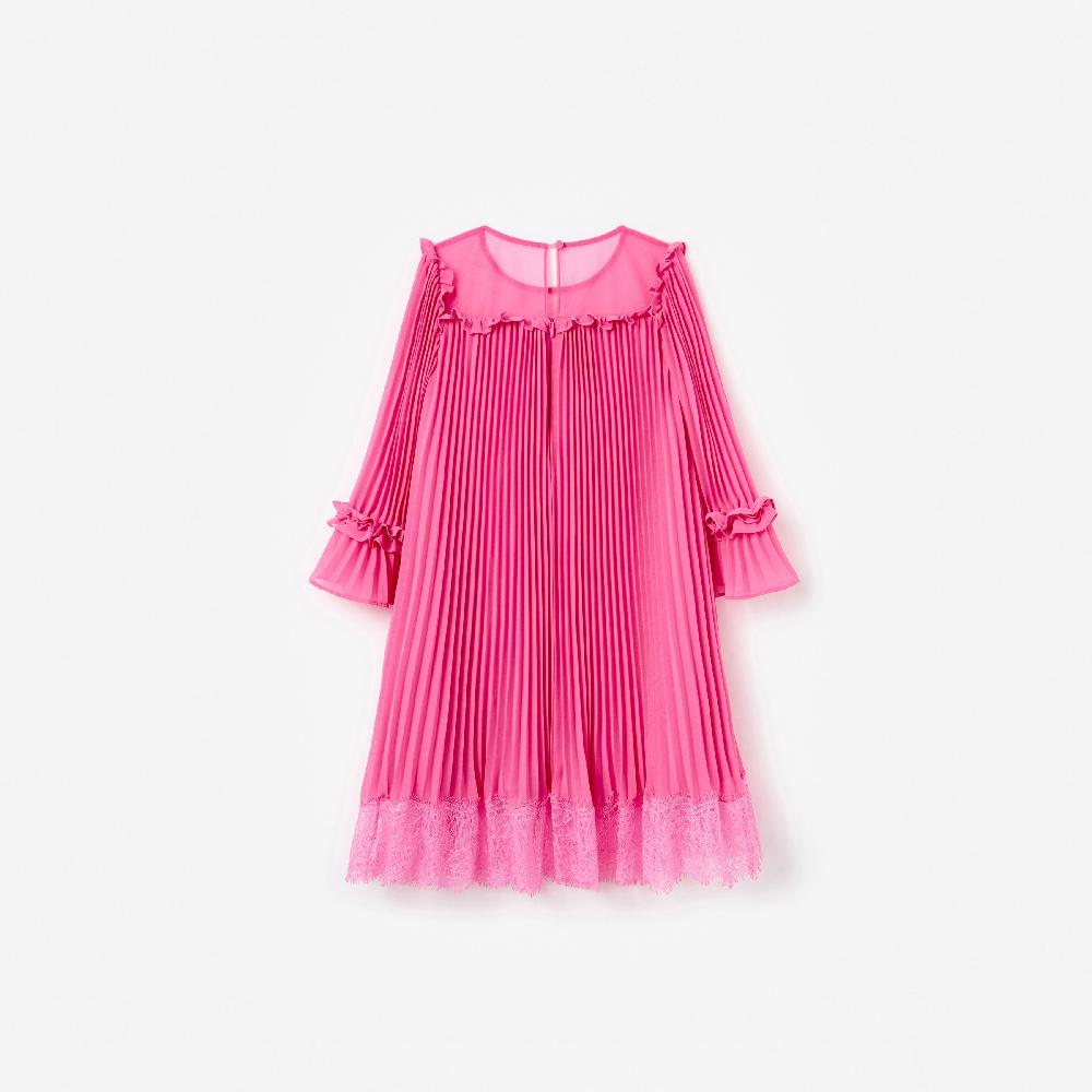 Self Portrait Pink Chiffon Long Sleeve Dress KIDS