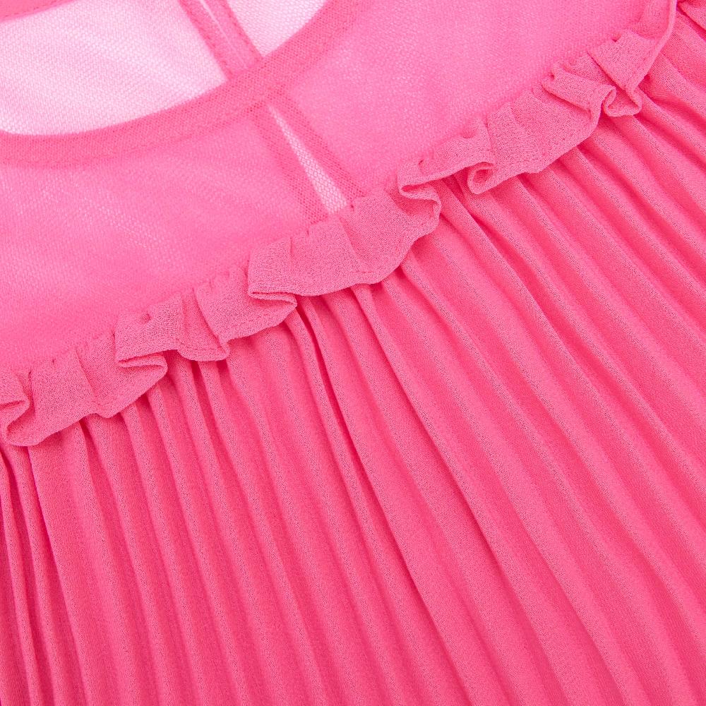 Self Portrait Pink Chiffon Long Sleeve Dress KIDS