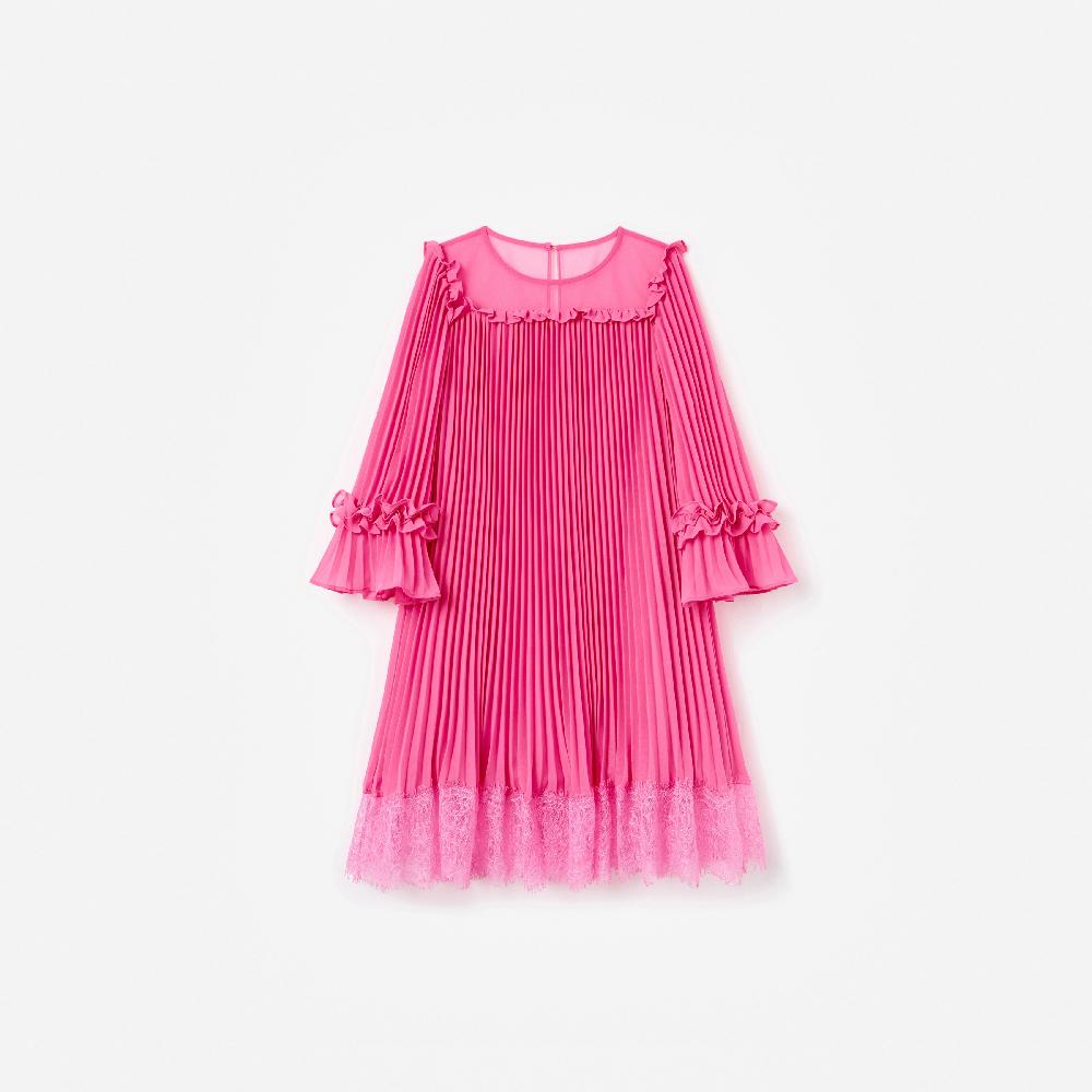 self portrait Pink Chiffon Long Sleeve Dress KIDS
