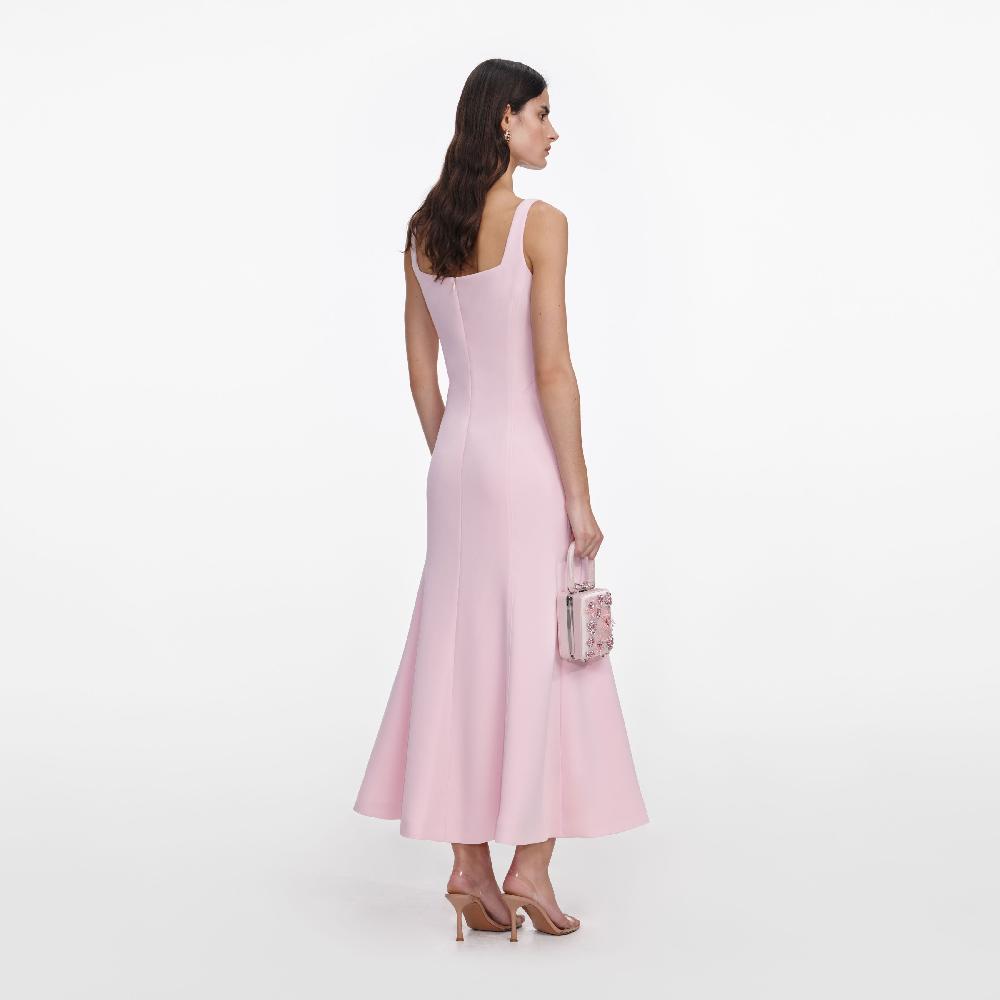 Self Portrait Pink Crepe Midi Dress CLOTHING