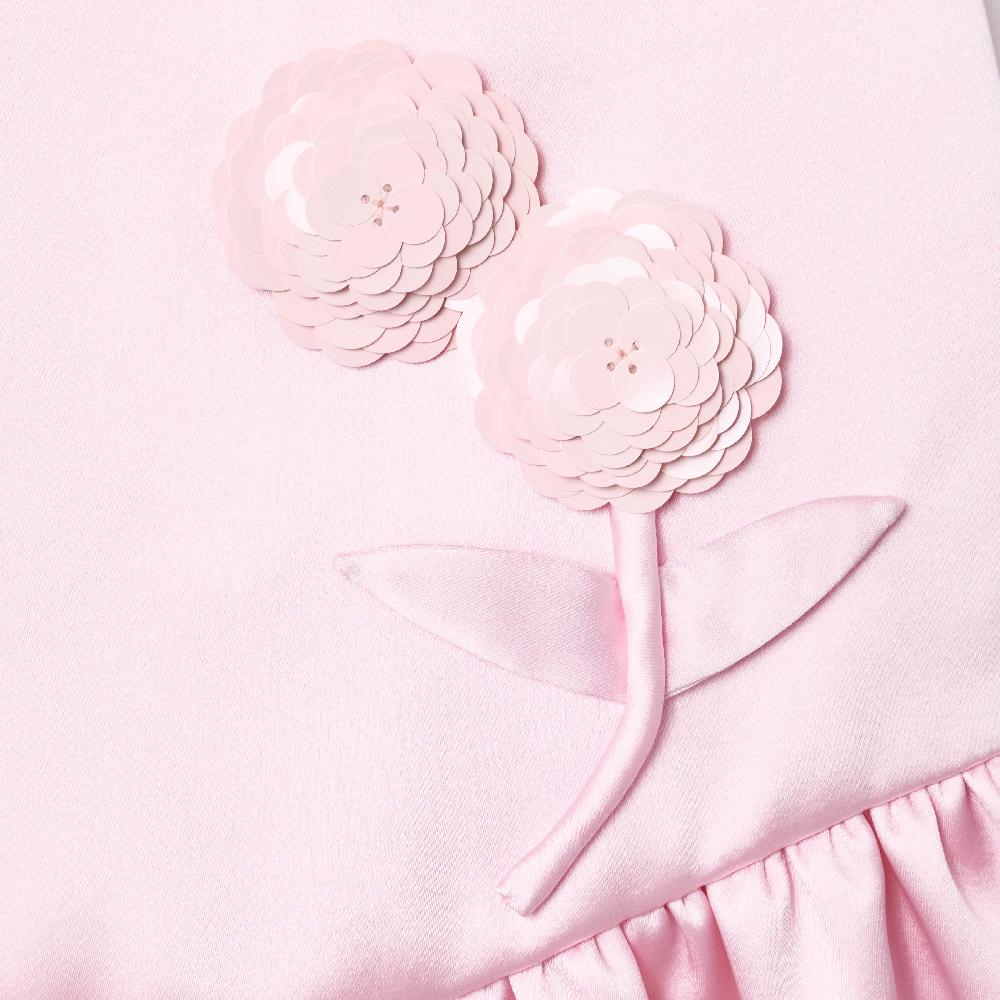 Self Portrait Pink Crepe Sequin Flower Dress KIDS