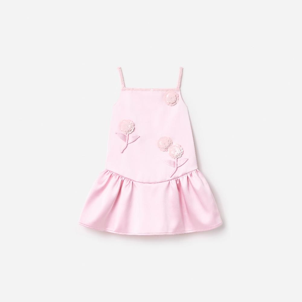 self portrait Pink Crepe Sequin Flower Dress KIDS