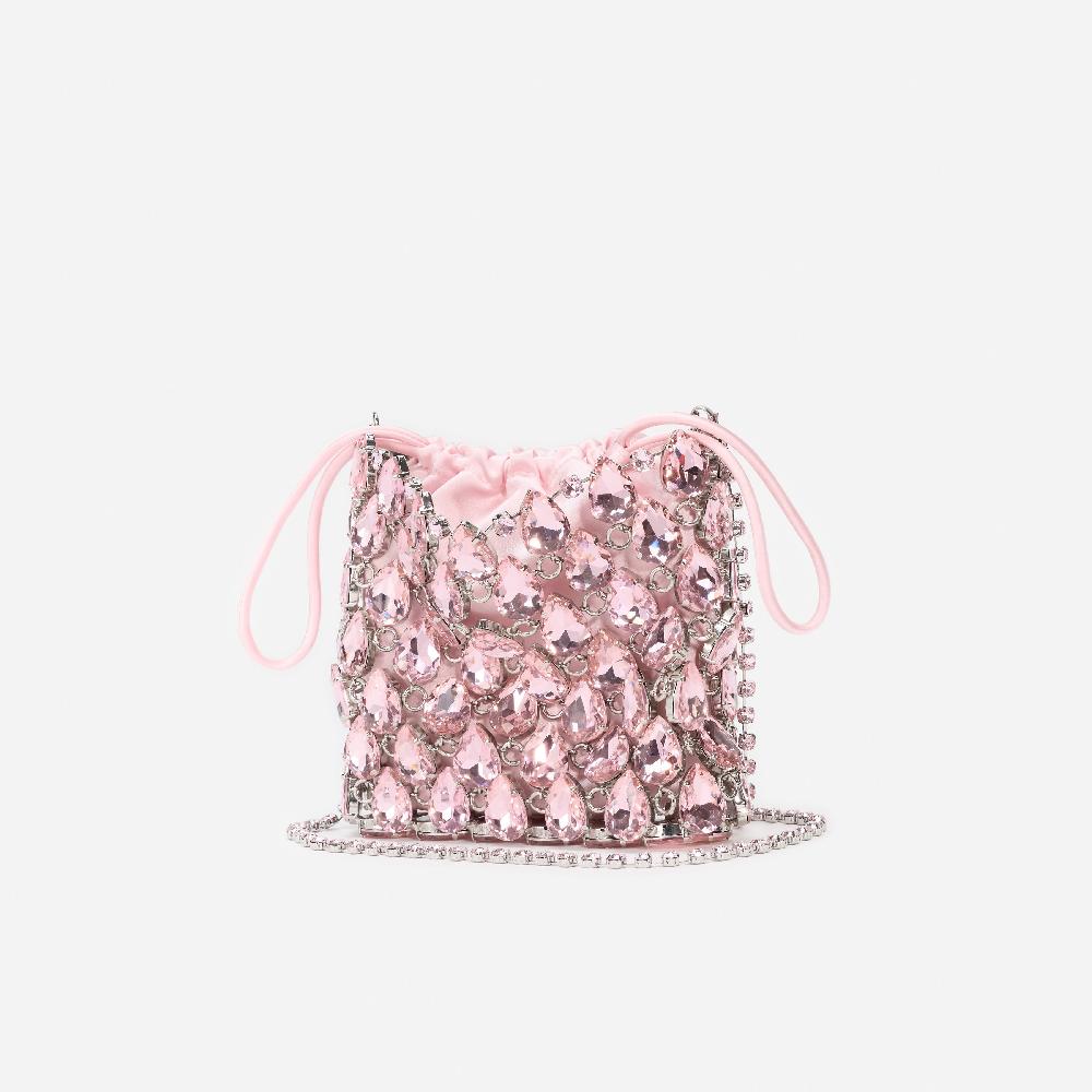 Self Portrait Pink Crystal Chainmail Mini Bag BAGS