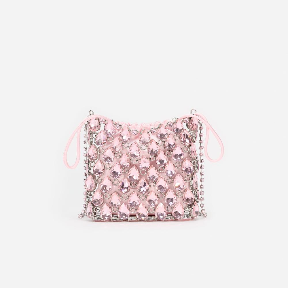 self portrait Pink Crystal Chainmail Mini Bag BAGS