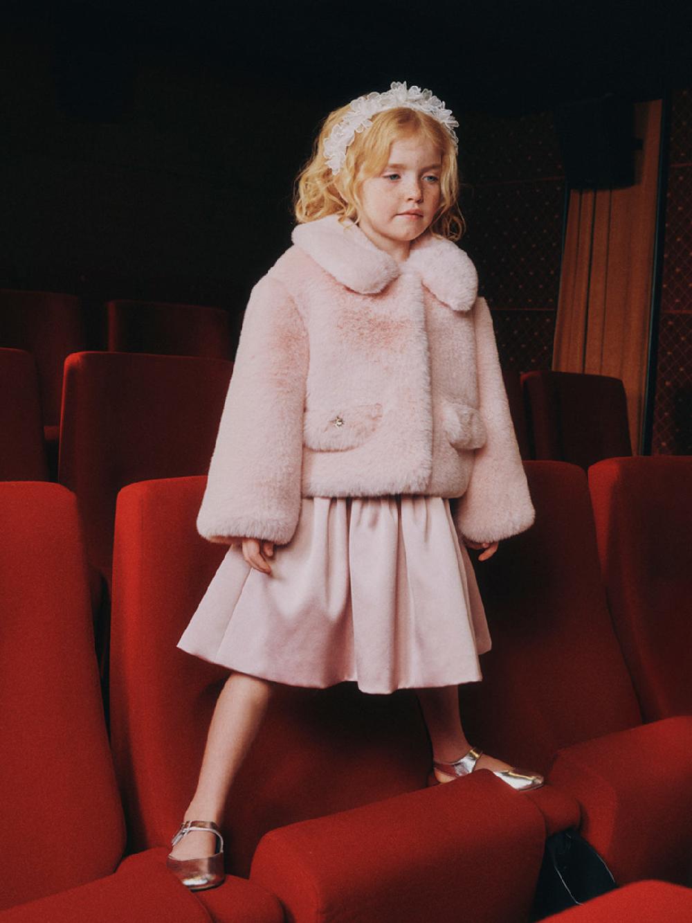 Self Portrait Pink Faux Fur Jacket KIDS