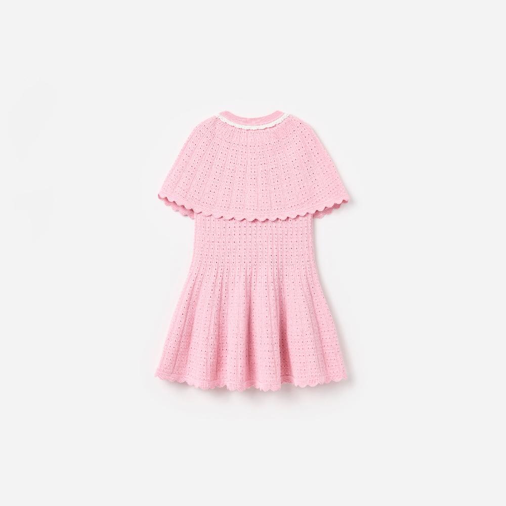 Self Portrait Pink Knitted Cape Dress KIDS