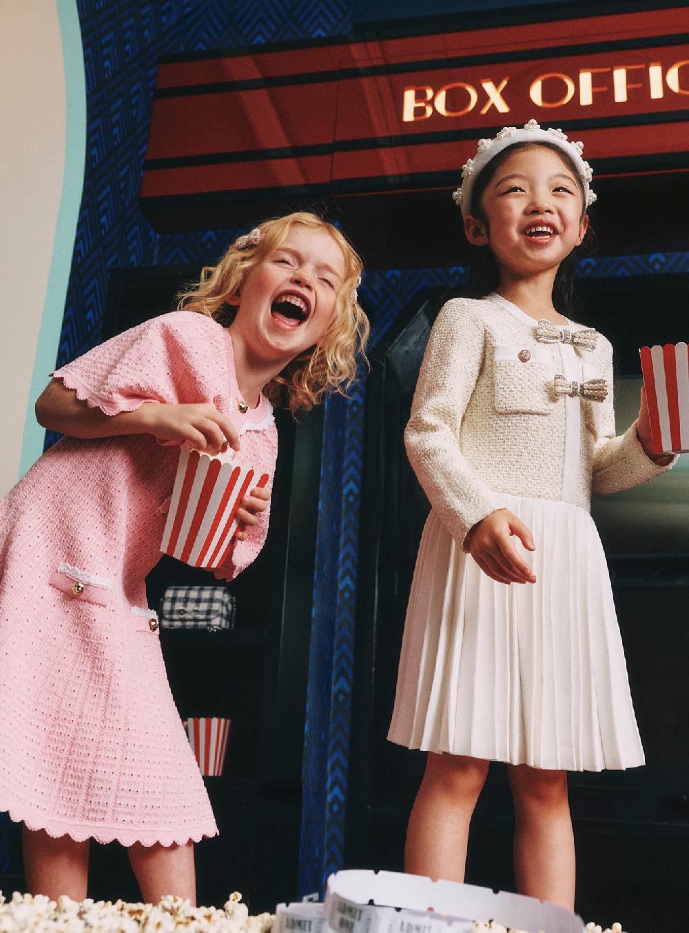 Self Portrait Pink Knitted Cape Dress KIDS