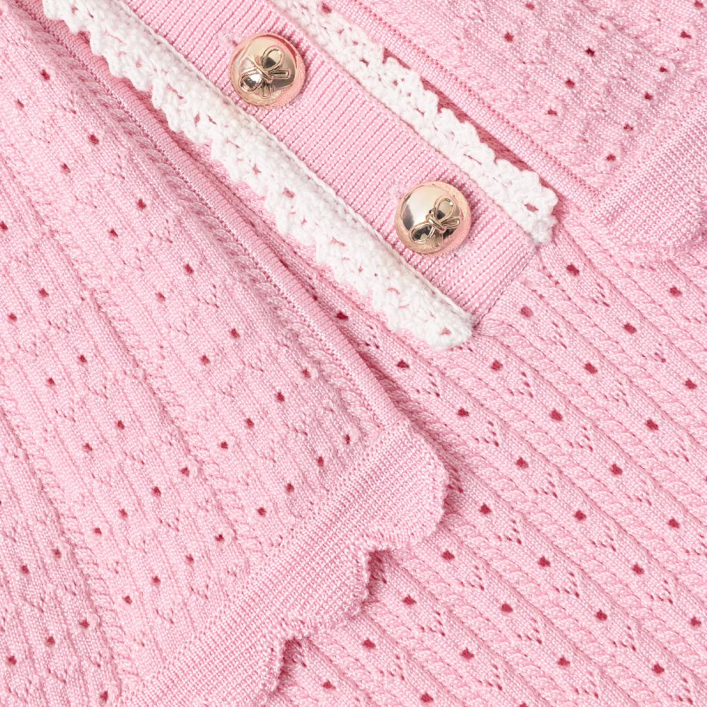 Self Portrait Pink Knitted Cape Dress KIDS