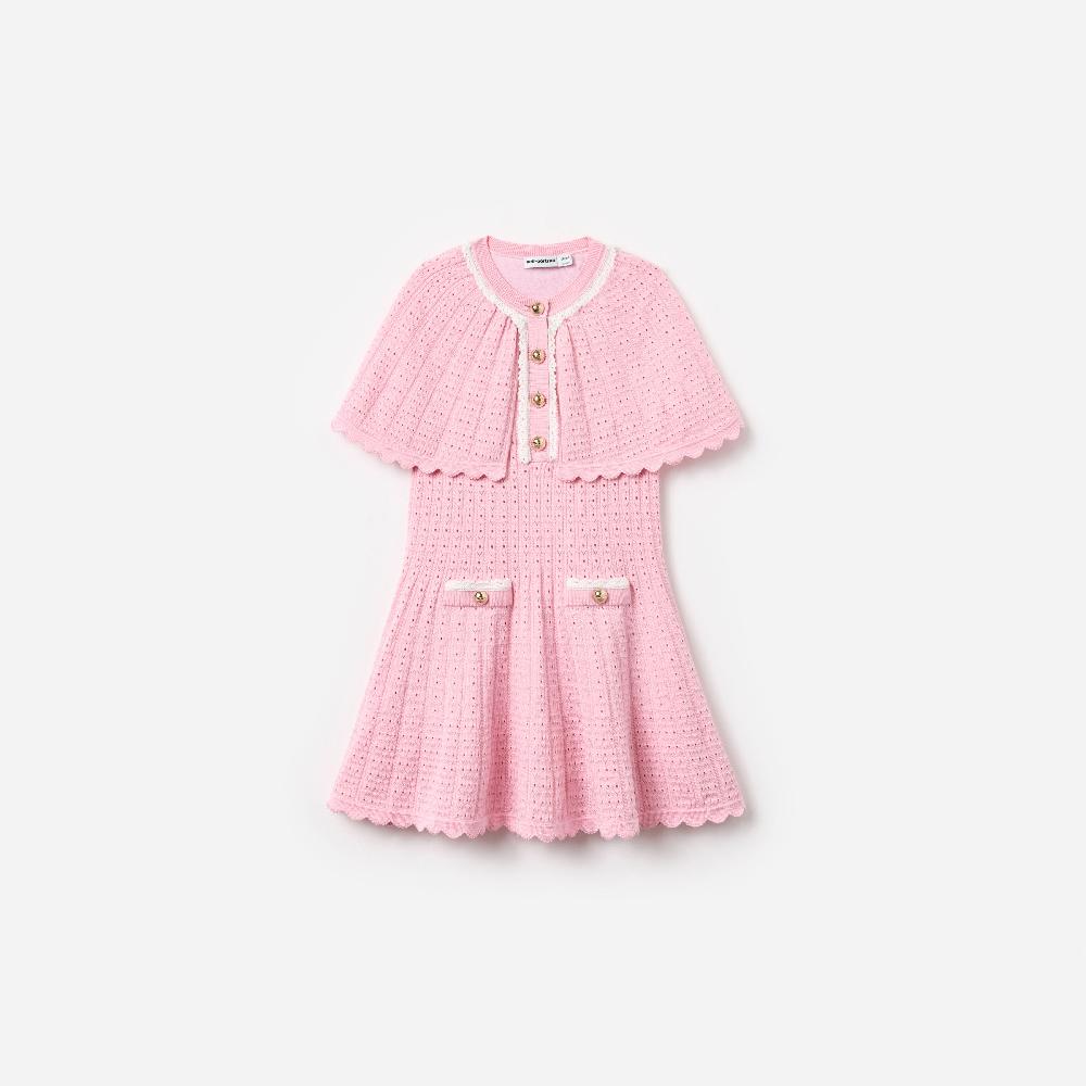 self portrait Pink Knitted Cape Dress KIDS