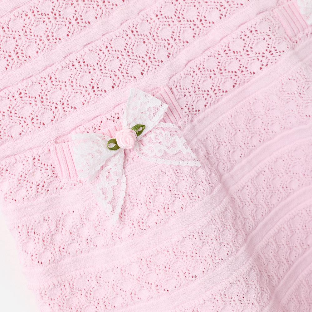Self Portrait Pink Lace Bow Knit Dress KIDS