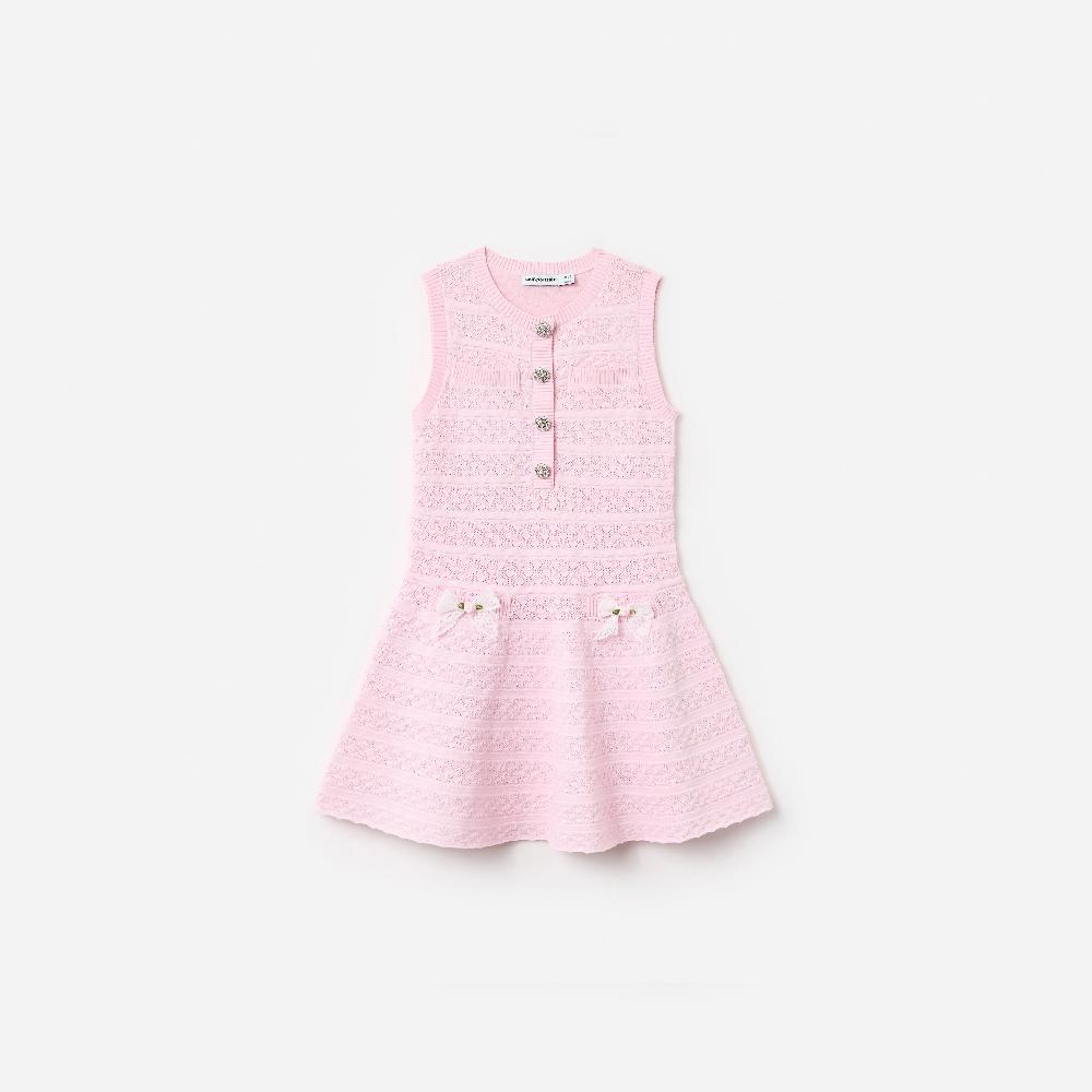 self portrait Pink Lace Bow Knit Dress KIDS