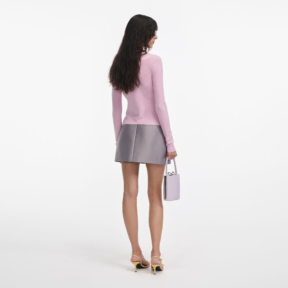 Self Portrait Pink Merino Wool Cardigan CLOTHING