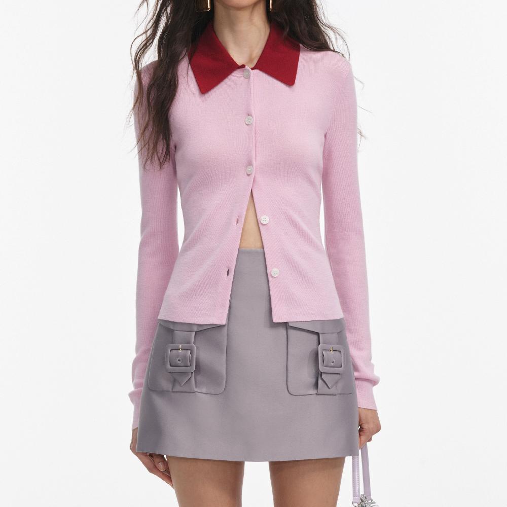 Self Portrait Pink Merino Wool Cardigan CLOTHING