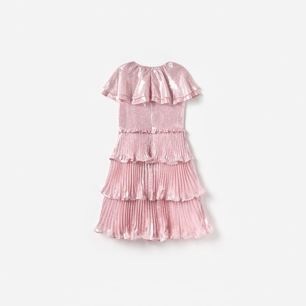 Self Portrait Pink Metallic Tiered Dress KIDS