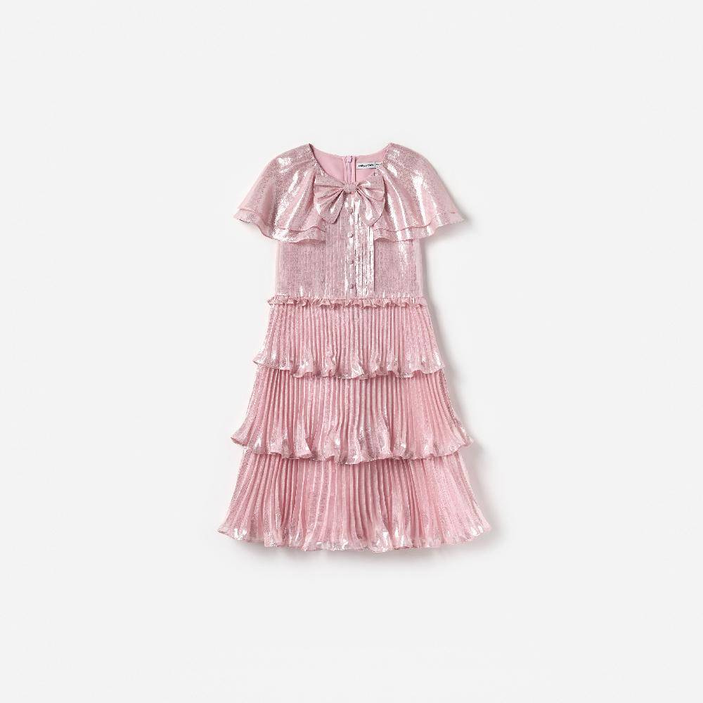 self portrait Pink Metallic Tiered Dress KIDS