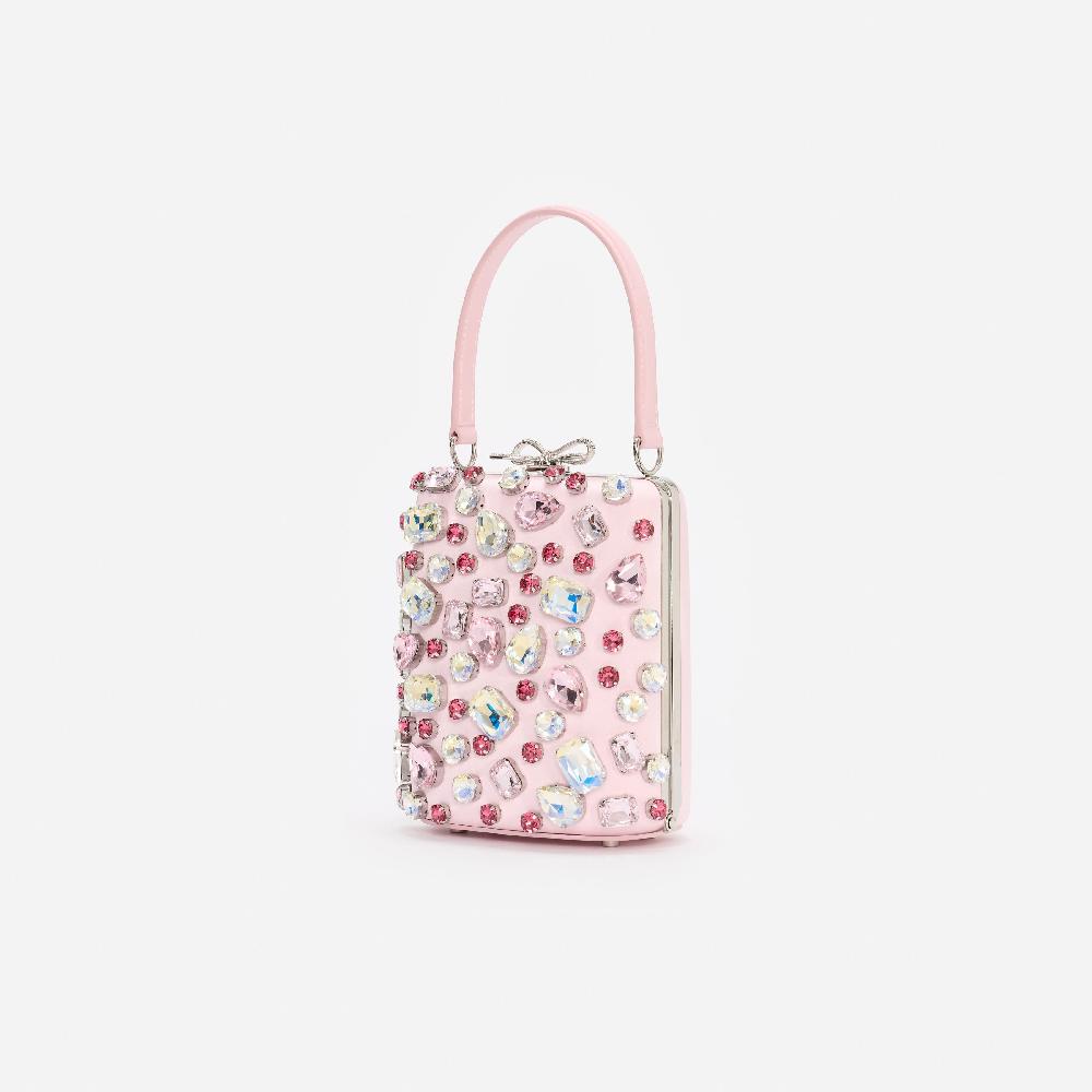 Self Portrait Pink Multi Crystal Mini Bow Bag BAGS