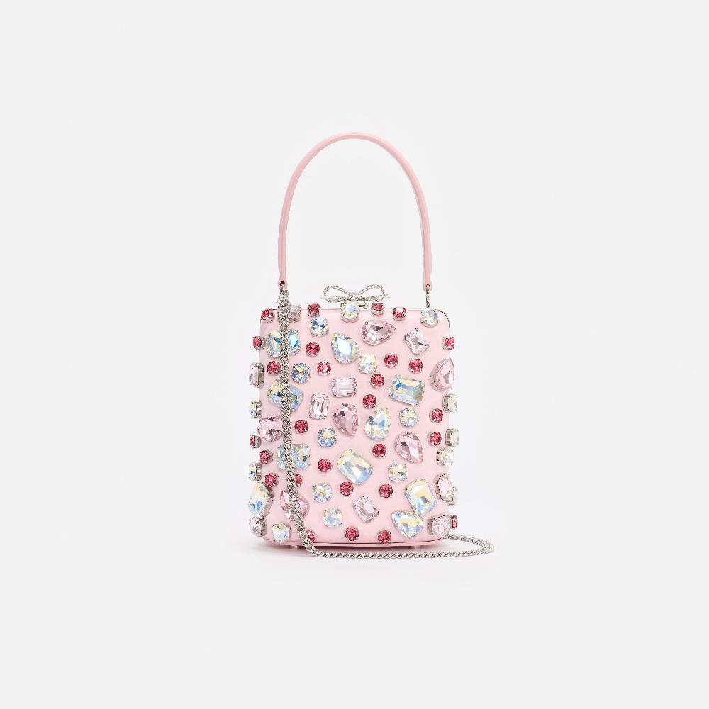 Self Portrait Pink Multi Crystal Mini Bow Bag BAGS