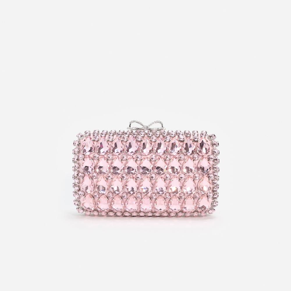 self portrait Pink Satin Crystal Clutch Bag BAGS