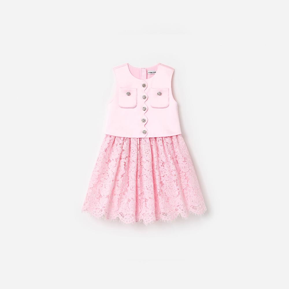 self portrait Pink Satin Lace Dress KIDS