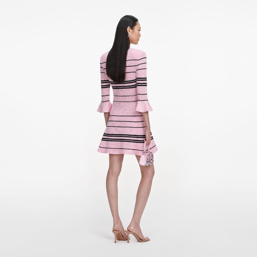 Self Portrait Pink Stripe Knit Mini Dress CLOTHING