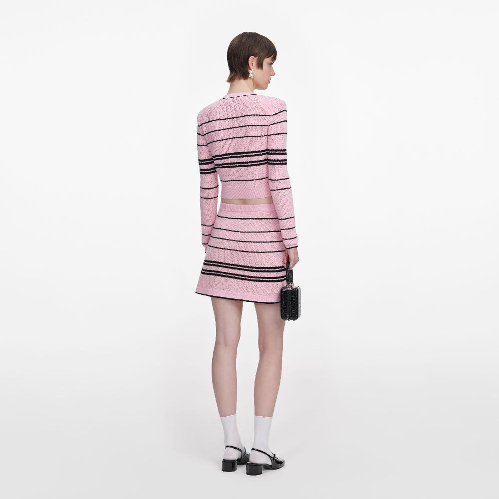 Self Portrait Pink Stripe Knit Mini Skirt CLOTHING
