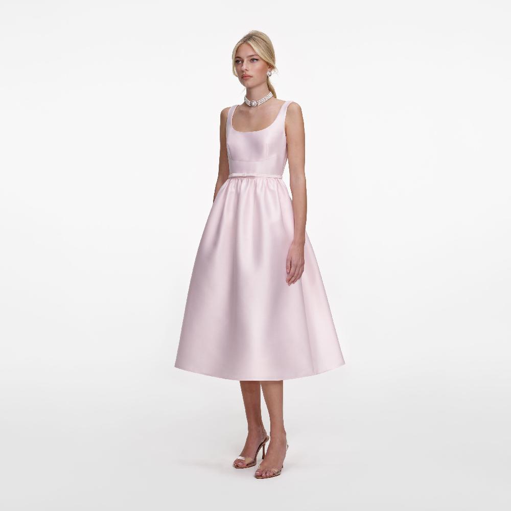 Self Portrait Pink Taffeta Midi Dress CLOTHING