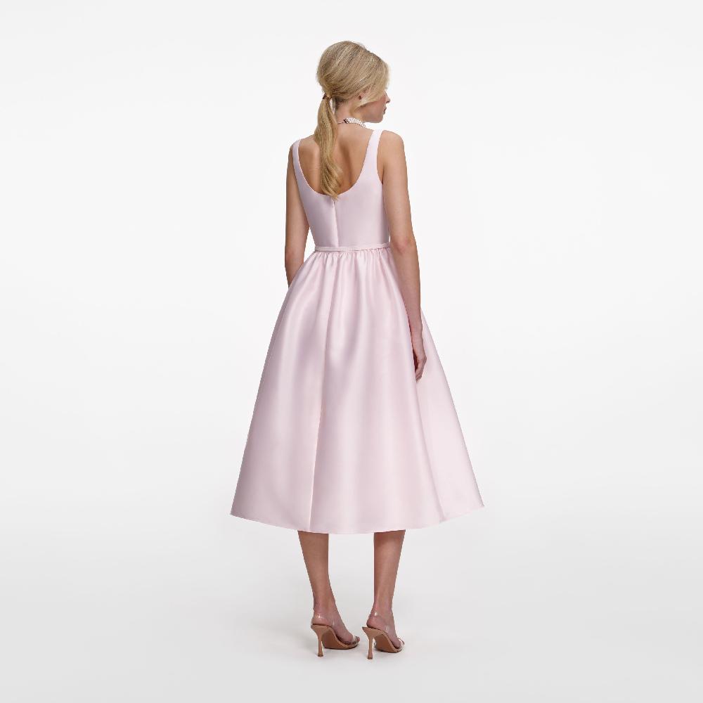 Self Portrait Pink Taffeta Midi Dress CLOTHING