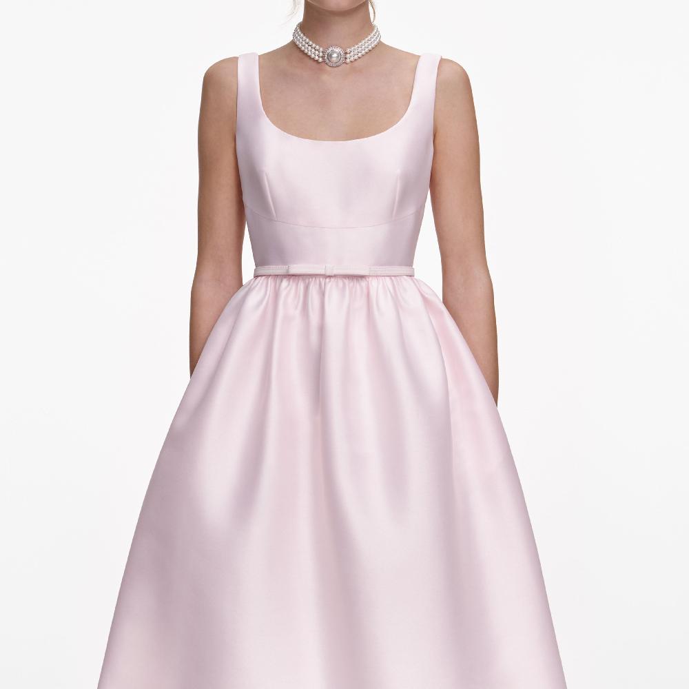 Self Portrait Pink Taffeta Midi Dress CLOTHING