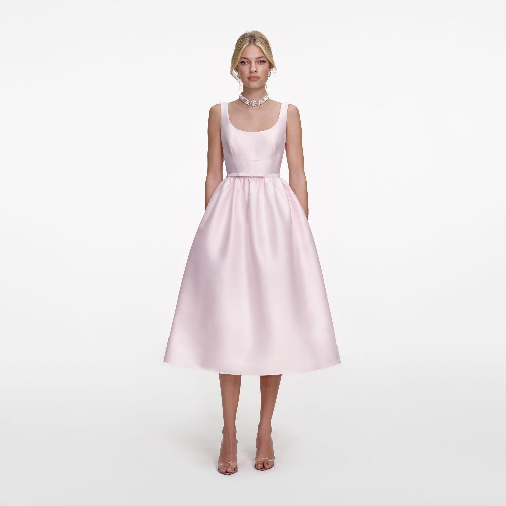 self portrait Pink Taffeta Midi Dress CLOTHING