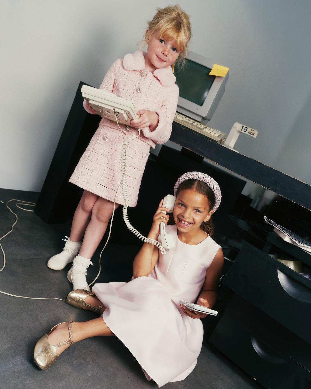 Self Portrait Pink Textured Knit Fur Cardigan KIDS