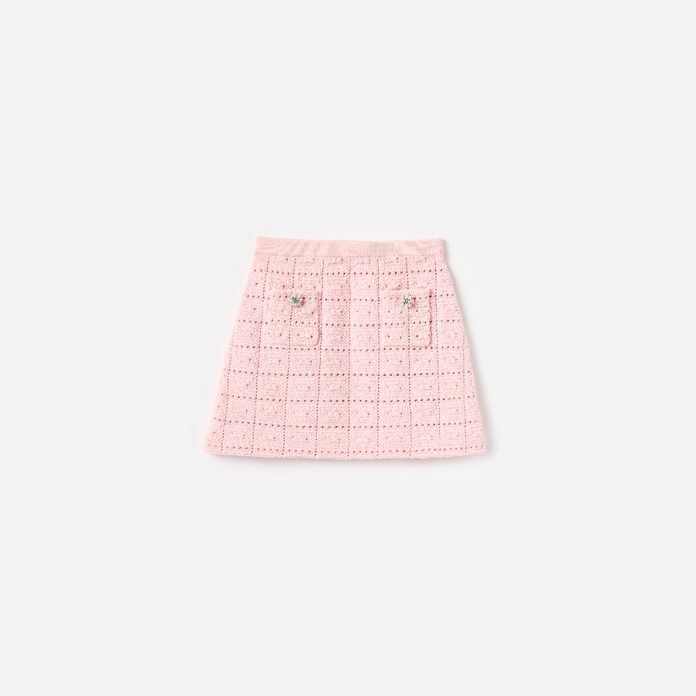 self portrait Pink Textured Knit Skirt KIDS