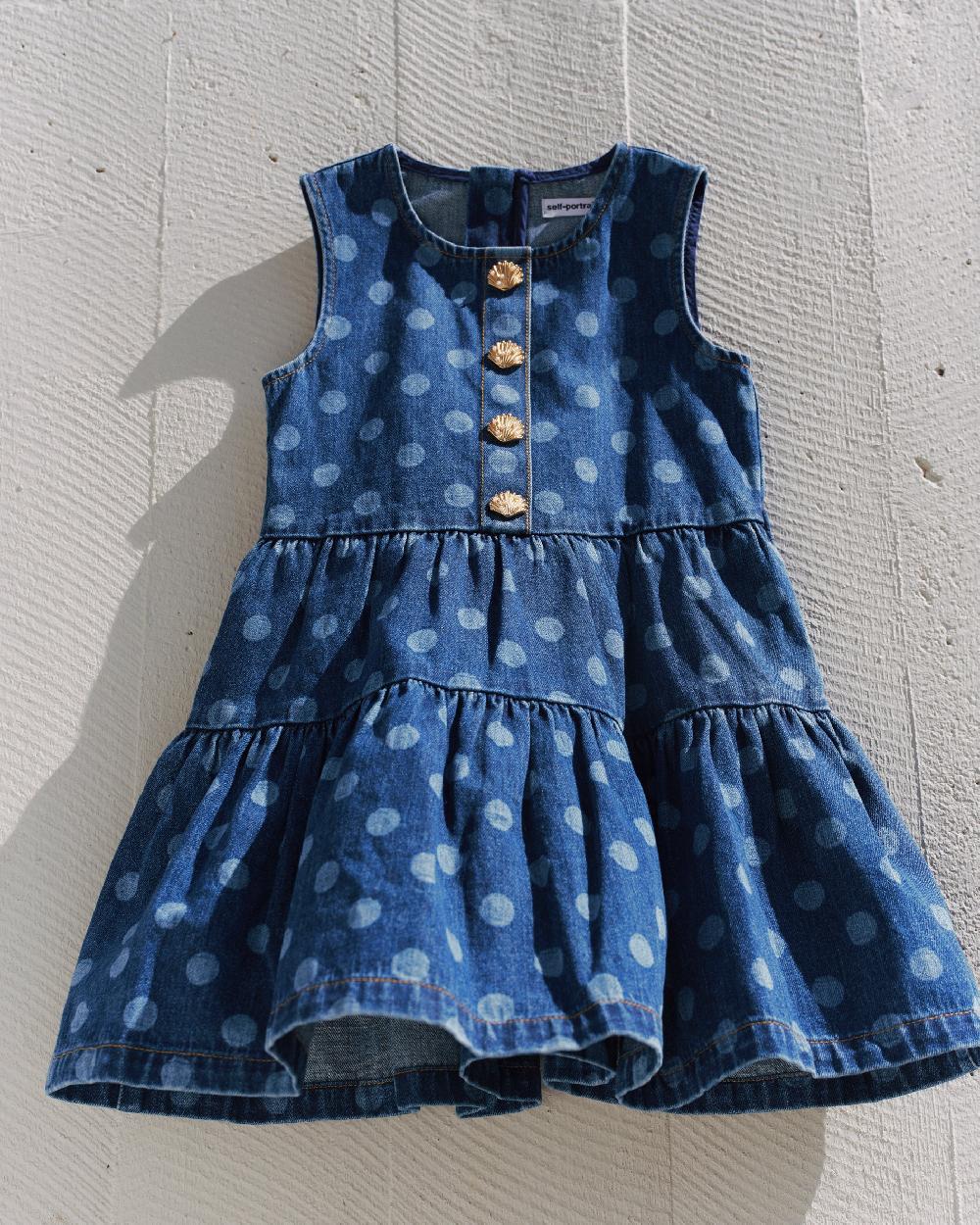 Self Portrait Polka Dot Denim Dress KIDS