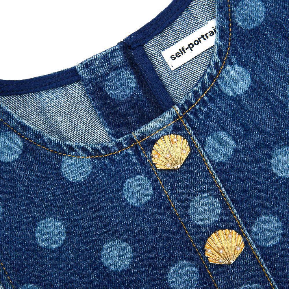 Self Portrait Polka Dot Denim Dress KIDS