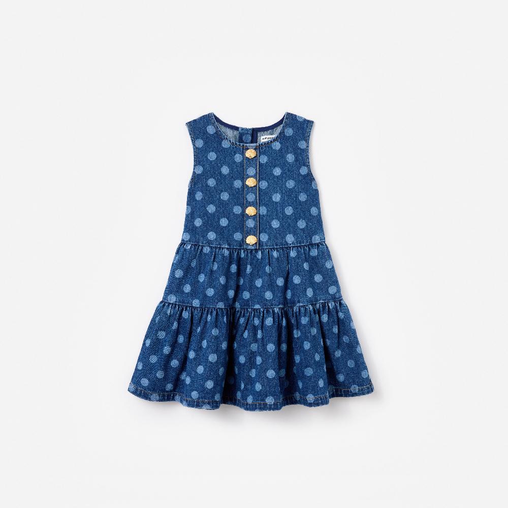 self portrait Polka Dot Denim Dress KIDS