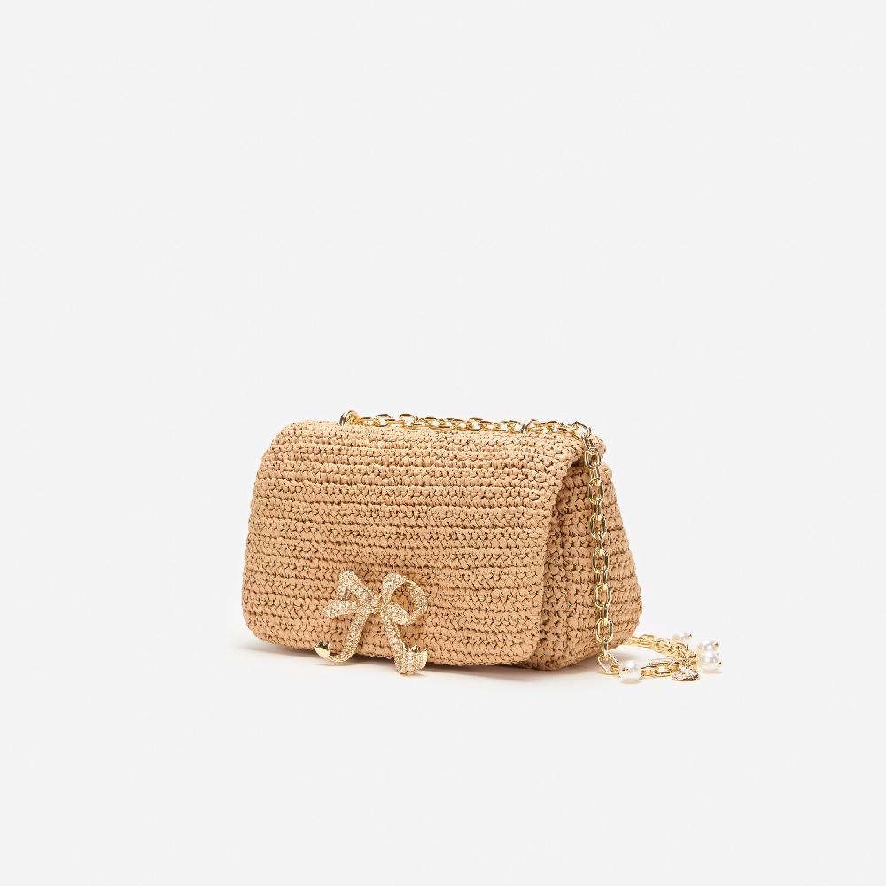Self Portrait Raffia Bow Charm Shoulder Bag BAGS