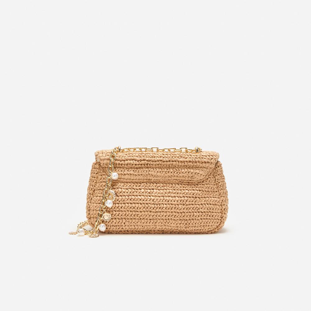 Self Portrait Raffia Bow Charm Shoulder Bag BAGS