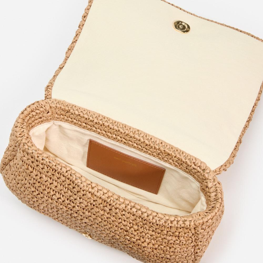 Self Portrait Raffia Bow Charm Shoulder Bag BAGS