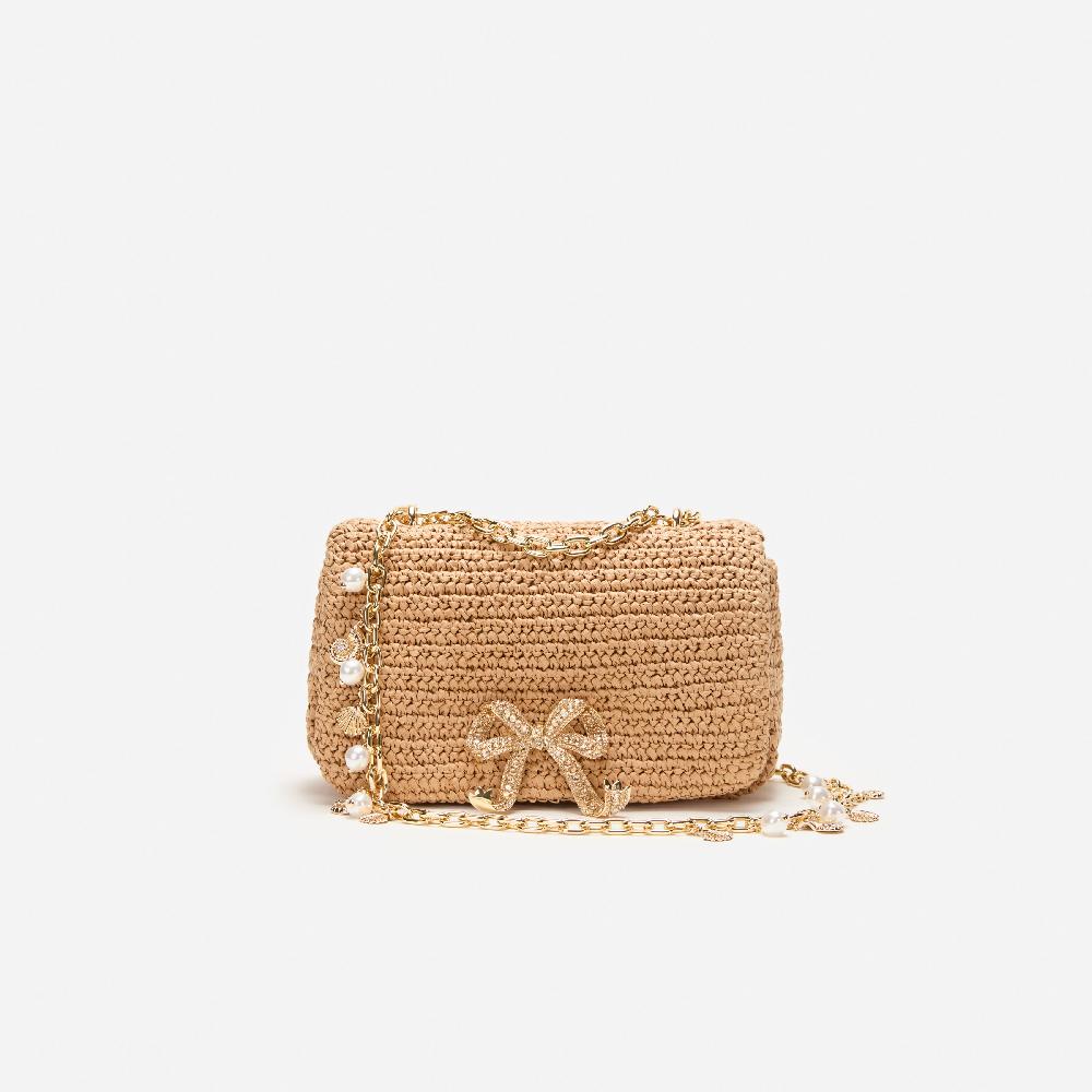 self portrait Raffia Bow Charm Shoulder Bag BAGS