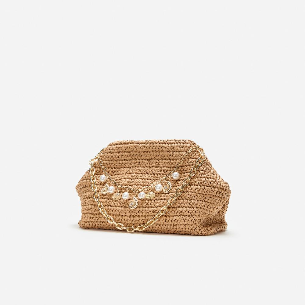 Self Portrait Raffia Charm Shoulder Bag BAGS