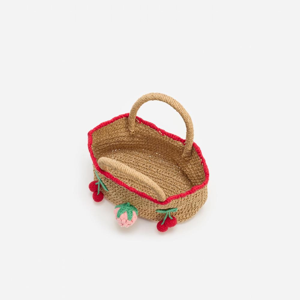 Self Portrait Raffia Cherry Tote Bag KIDS