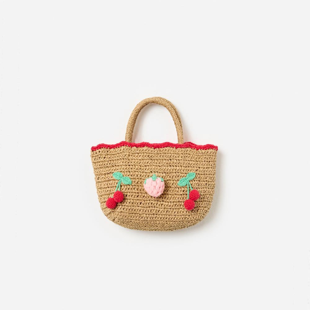 self portrait Raffia Cherry Tote Bag KIDS