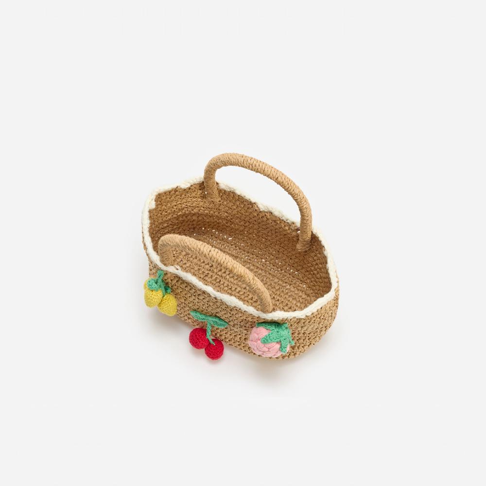 Self Portrait Raffia Fruit Tote Bag KIDS