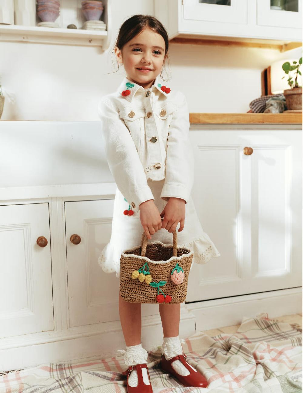 Self Portrait Raffia Fruit Tote Bag KIDS