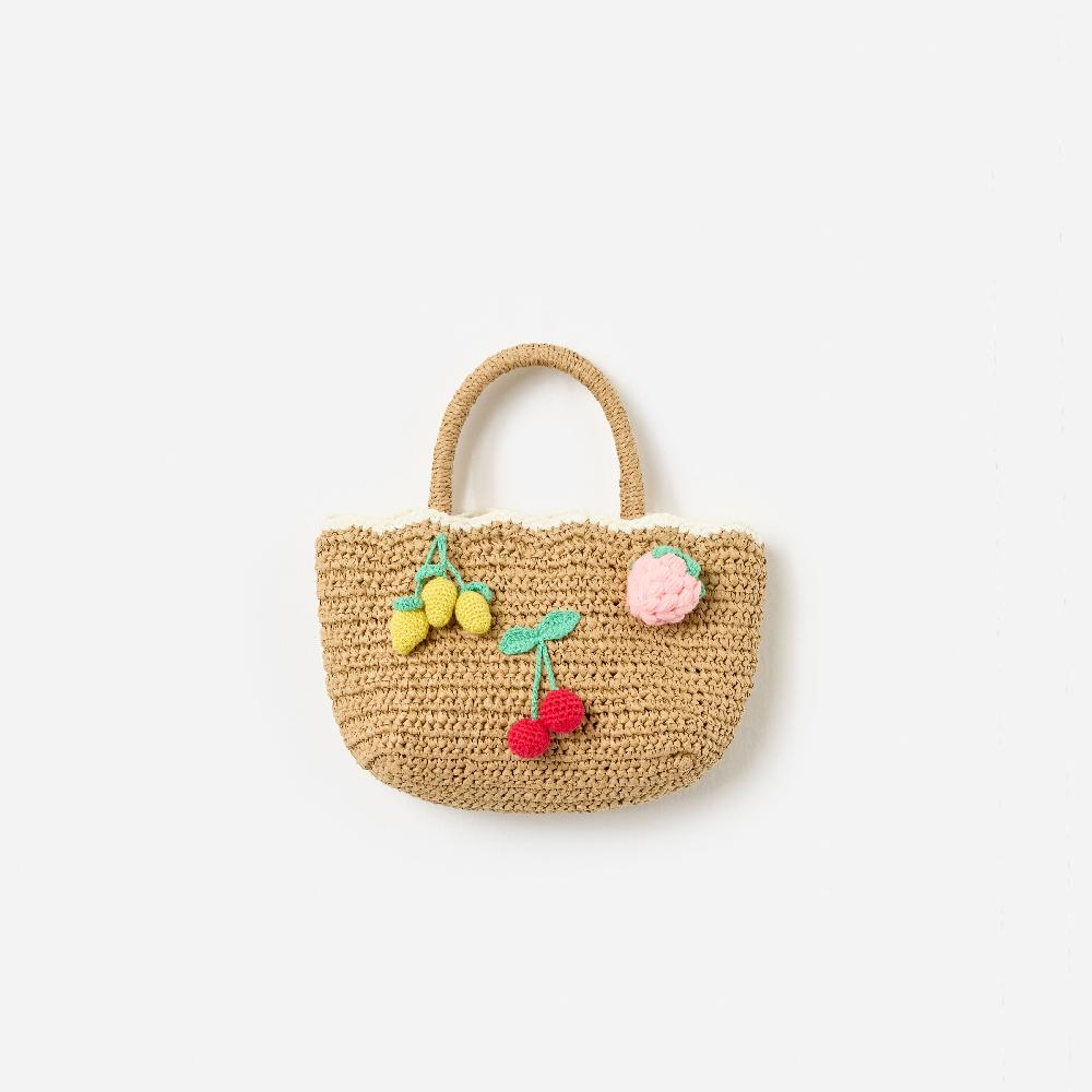 self portrait Raffia Fruit Tote Bag KIDS