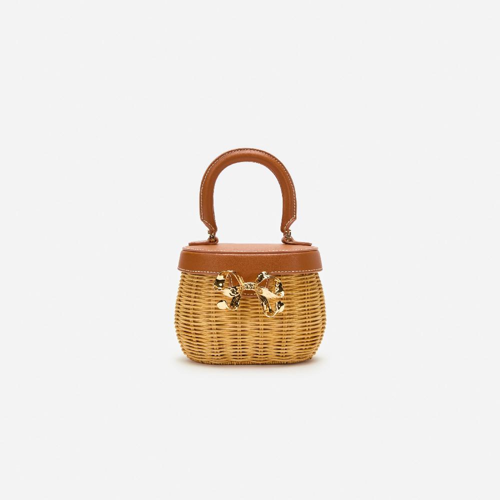self portrait Rattan Bow Basket Bag BAGS